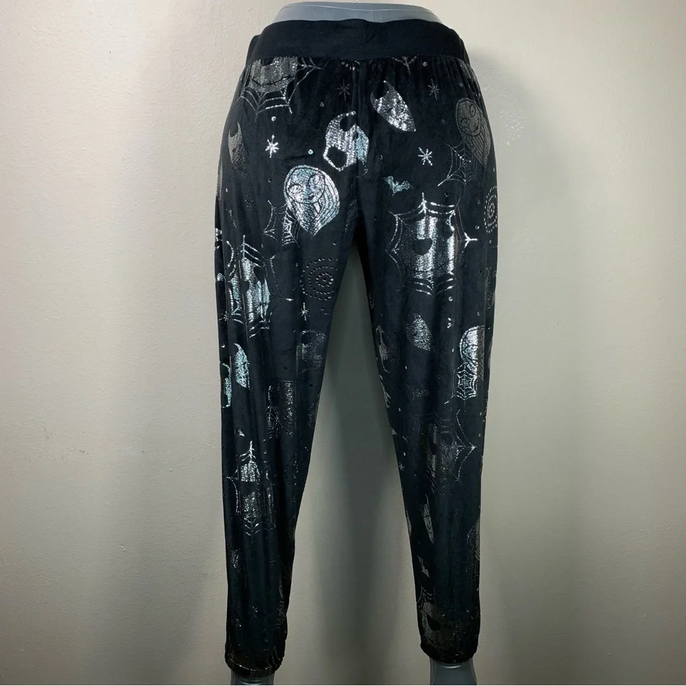 M Disney Nightmare Before Christmas Black Silver Pajama Pants Stretch Medium